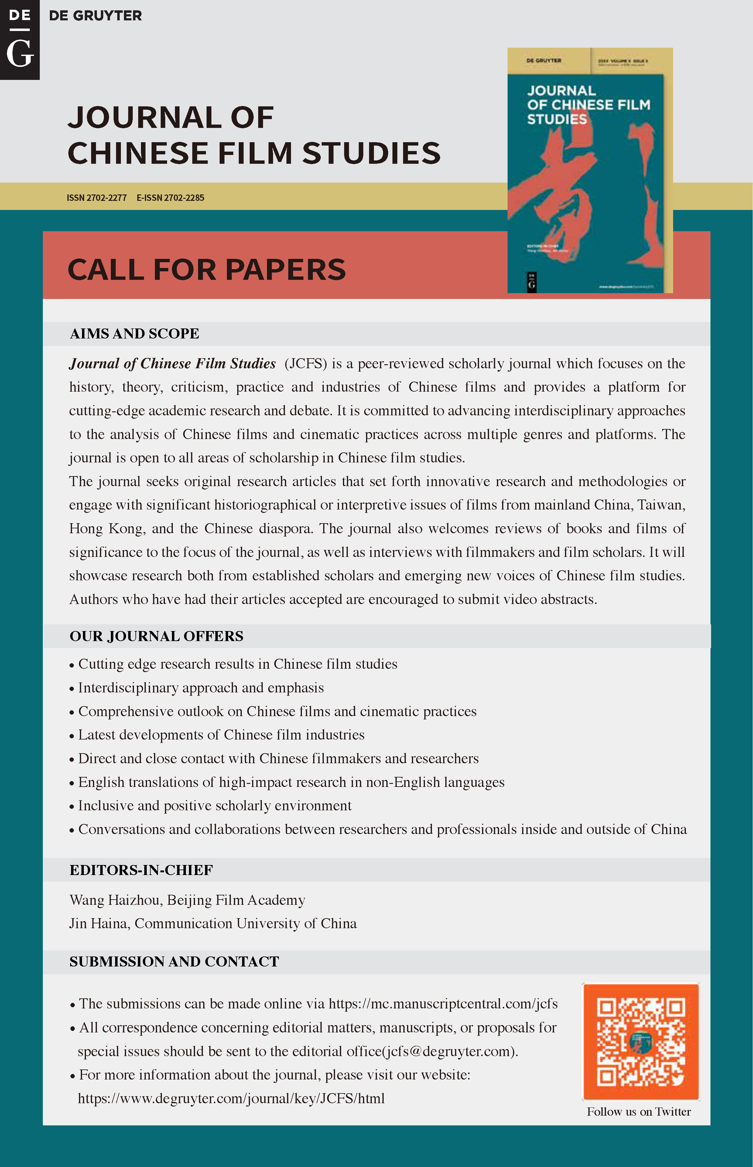 CFP Journal of Chinese Film Studies English